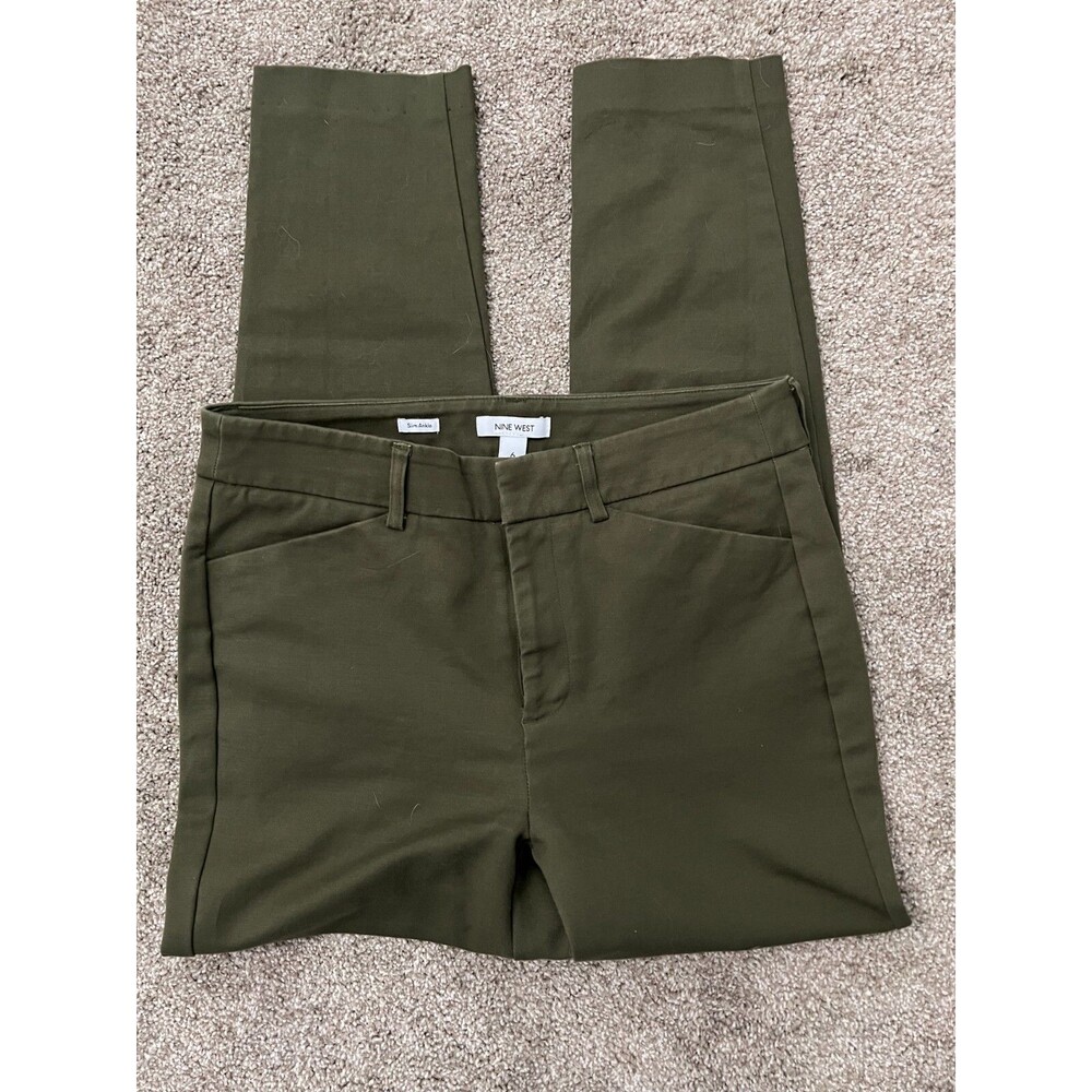 Womens Green Nine West Slim Ankle Pants Size 6